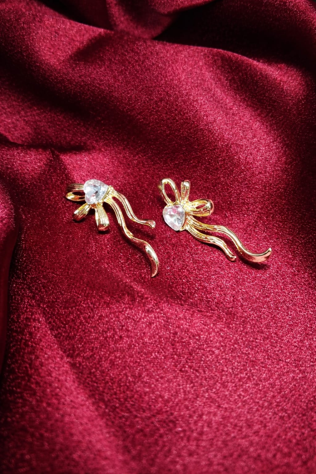 Crystal Bow Drop Earrings for Women | Elegant Ribbon Style Earrings | Isha Elite