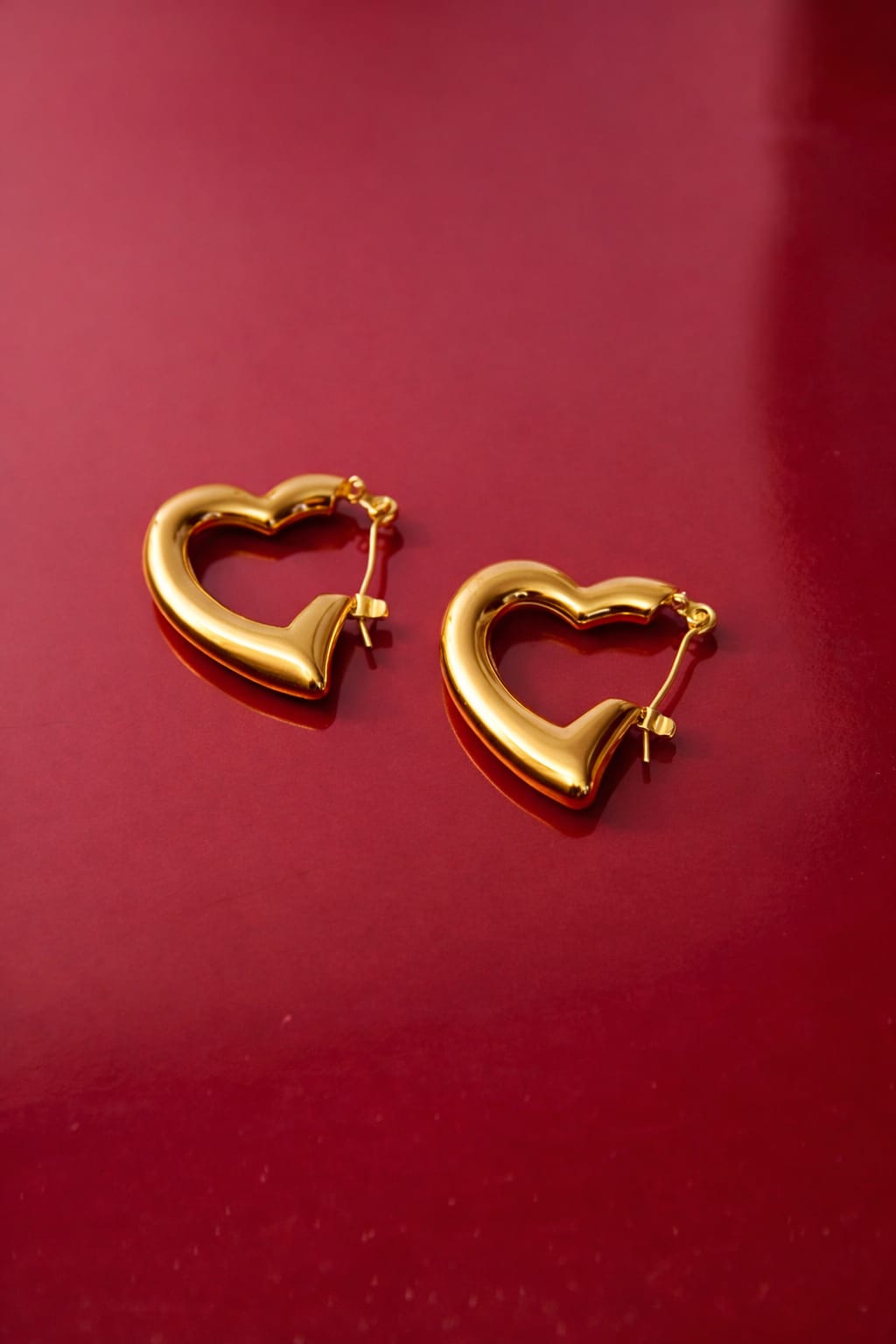 Gold Heart Hoop Earrings for Women | Minimal Love Heart Earrings | Isha Elite