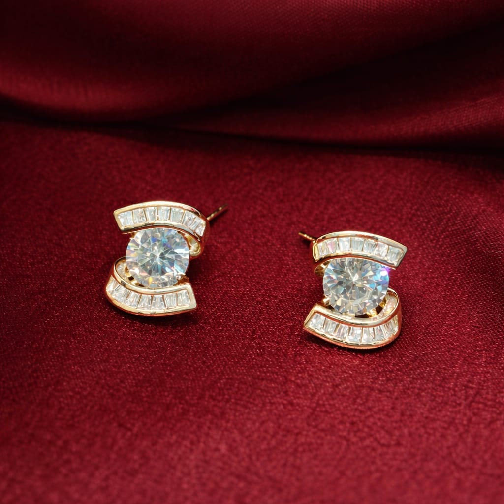 Luxury Crystal Halo Stud Earrings for Women | Elegant Sparkling Designer Studs | Isha Elite