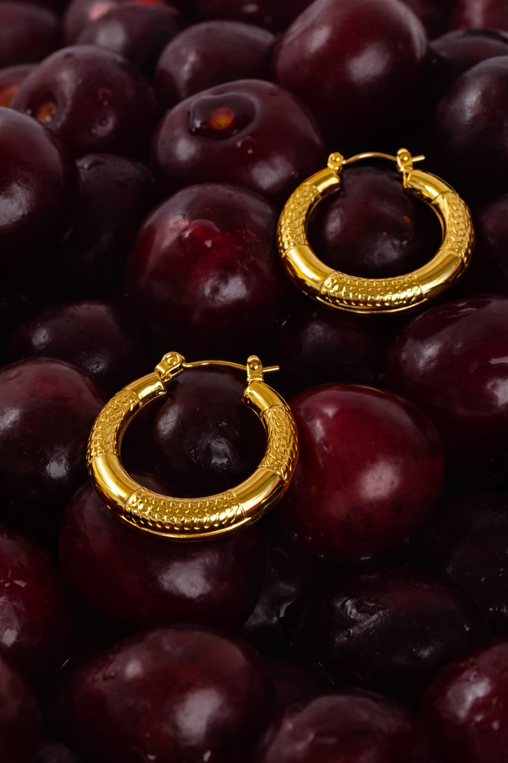 Classic Gold Textured Hoop Earrings for Women | Minimal Designer Hoops | Isha Elite