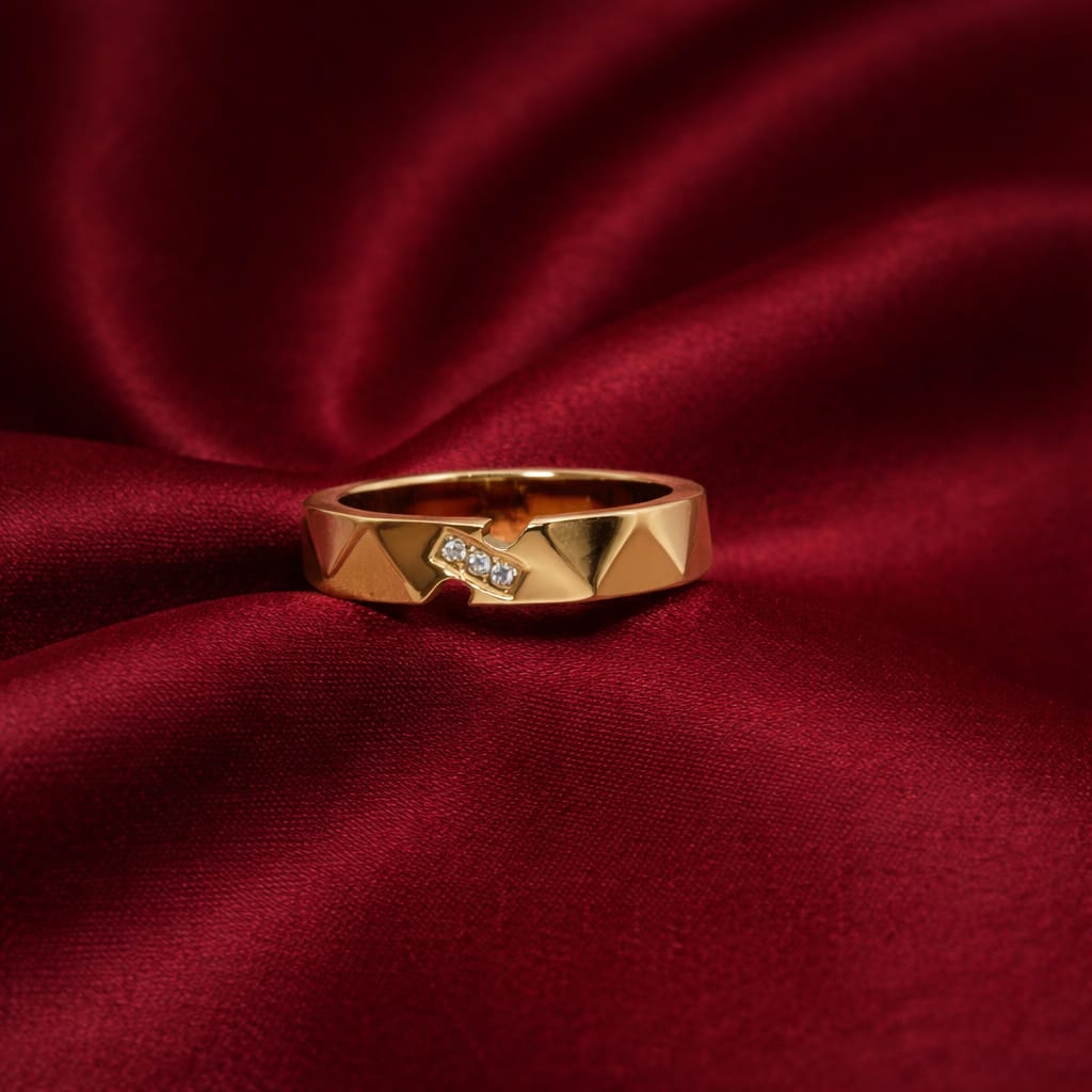 Geometric Gold Crystal Ring for Women | Minimal Designer Ring | Isha Elite