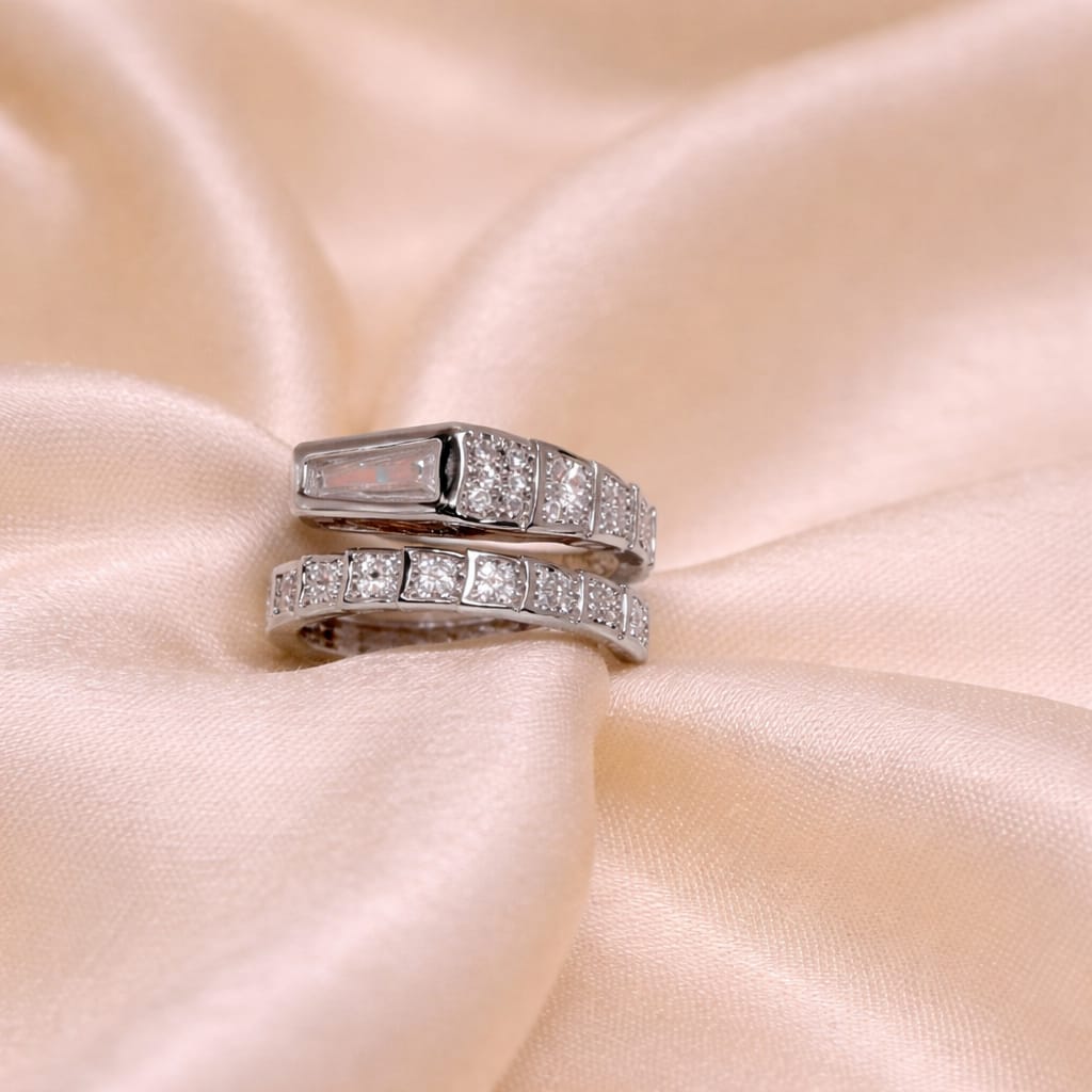 Elegant Wrap Zircon Adjustable Ring for Women | Gold & Silver Designer Ring | Isha Elite