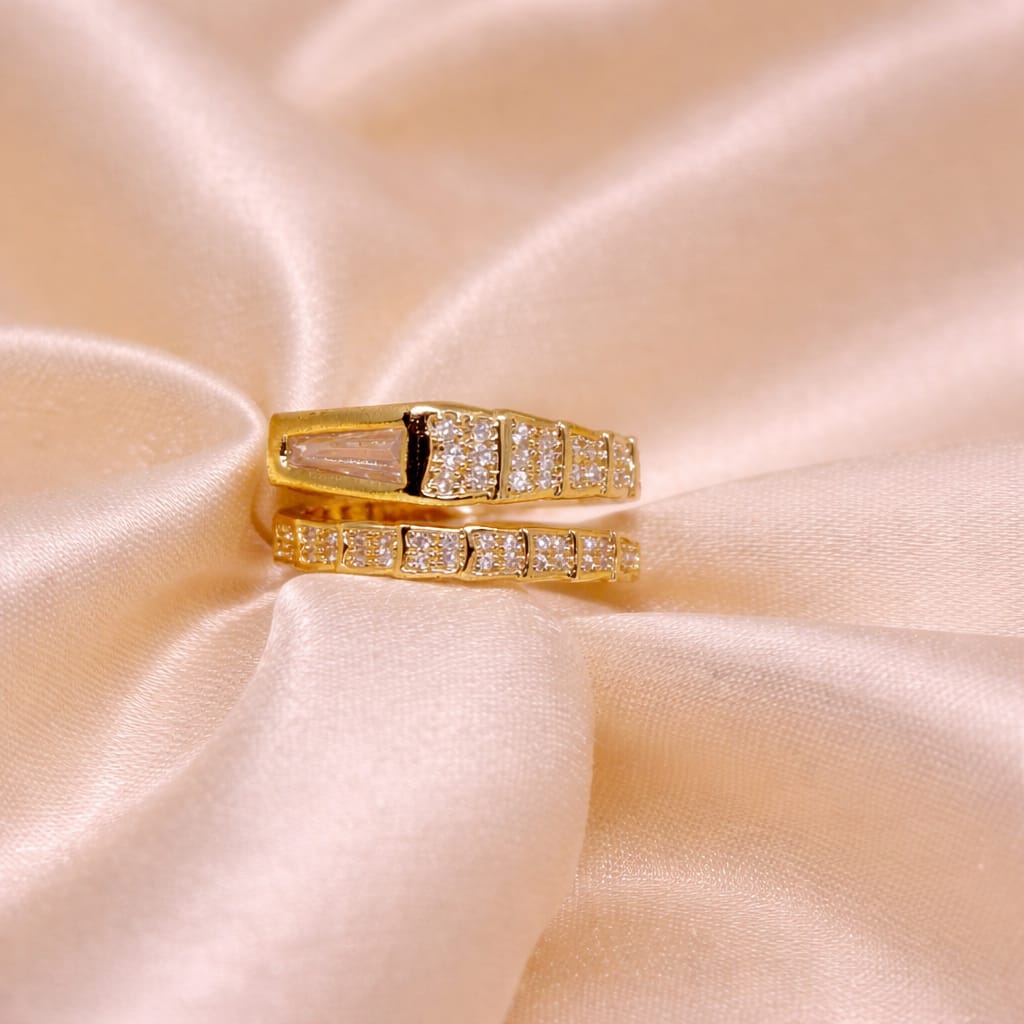 Elegant Wrap Zircon Adjustable Ring for Women | Gold & Silver Designer Ring | Isha Elite