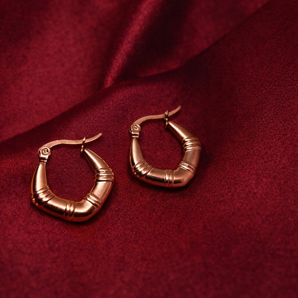 Textured Rose Gold Hoop Earrings | Trendy Minimal Hoops | Isha Elite
