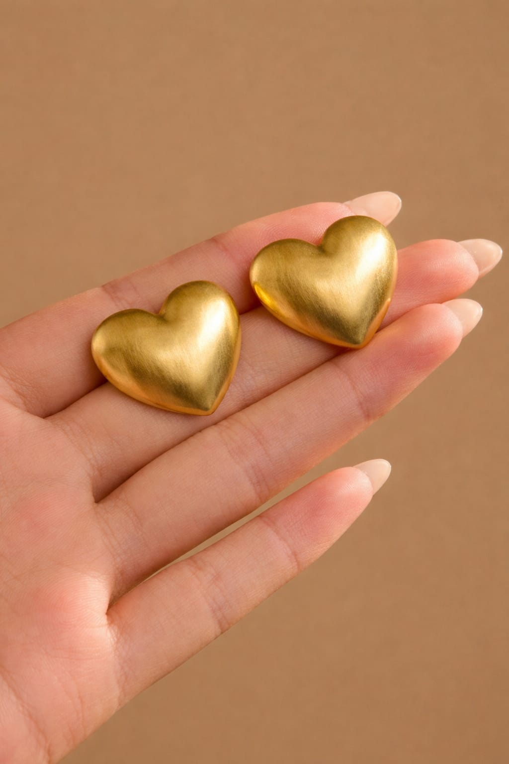 Golden Heart Stud Earrings | Bold Love Statement Earrings | Isha Elite