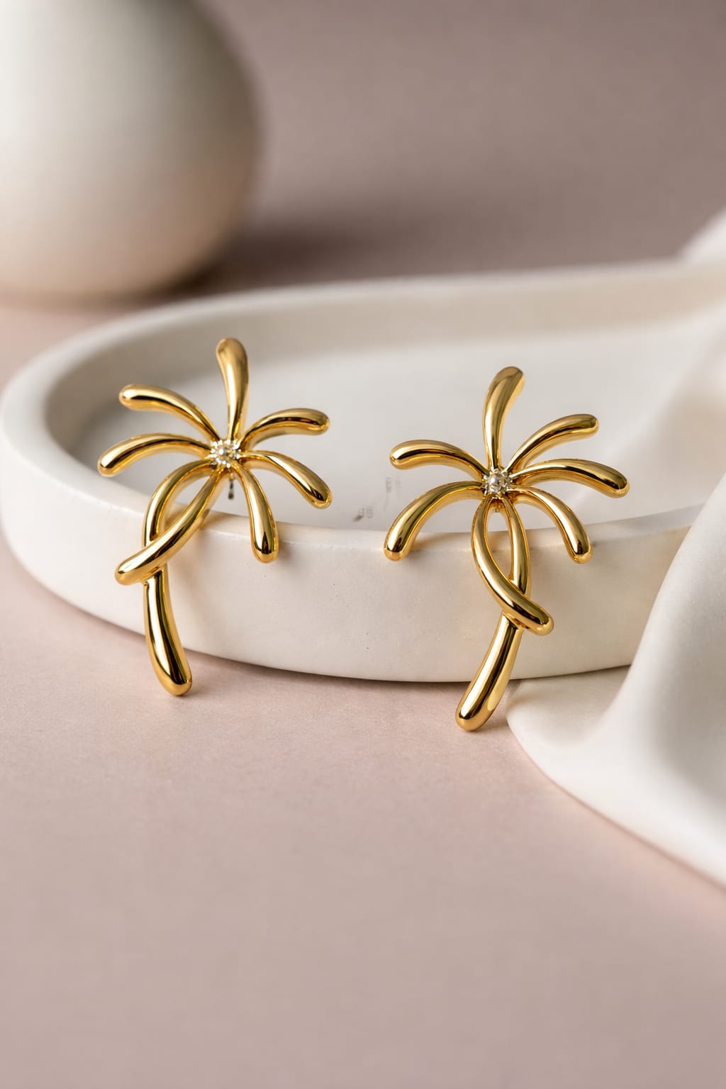Golden Palm Tree Statement Earrings | Tropical Luxe Drop Earrings | Isha Elite