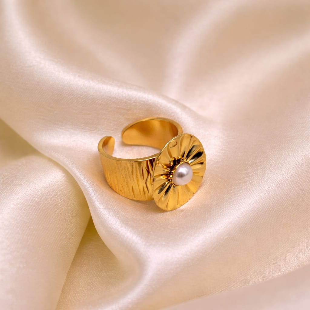 Golden Bloom Pearl Ring | Isha Elite 💎