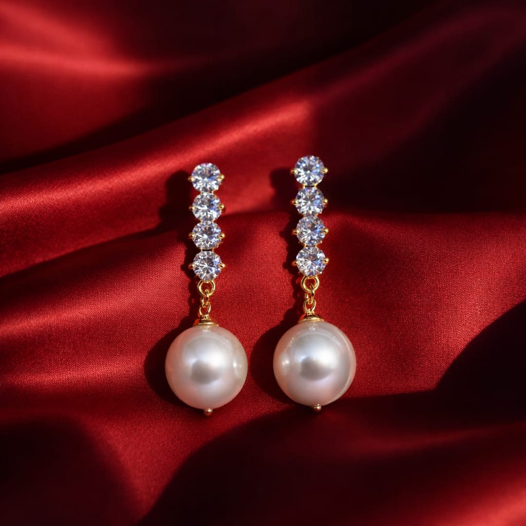 Luxury Pearl Drop Earrings with Crystal Stones for Women | Elegant Party & Wedding Earrings – Isha Elite