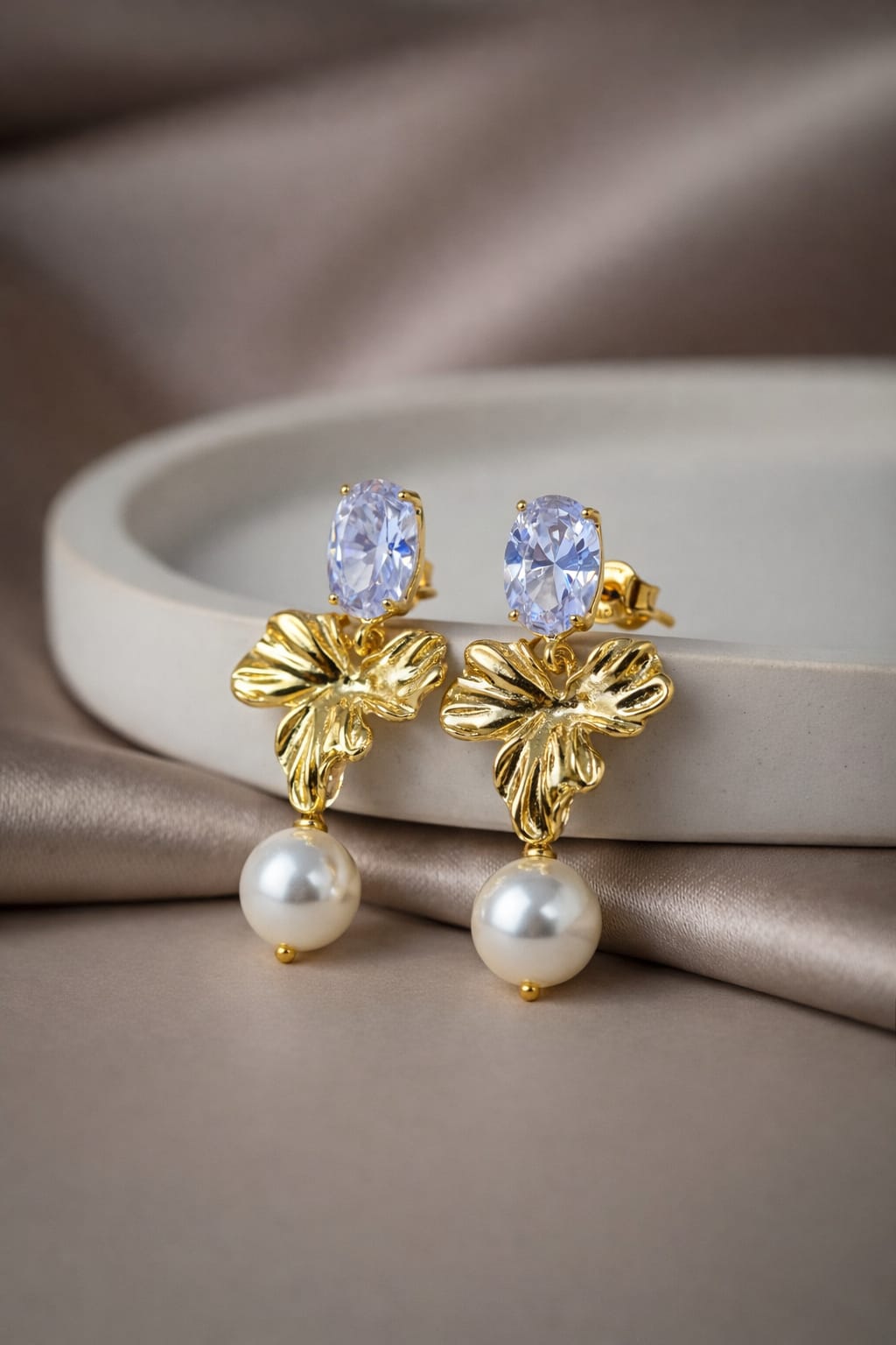 Elegant Pearl Leaf Drop Earrings – Isha Elite
