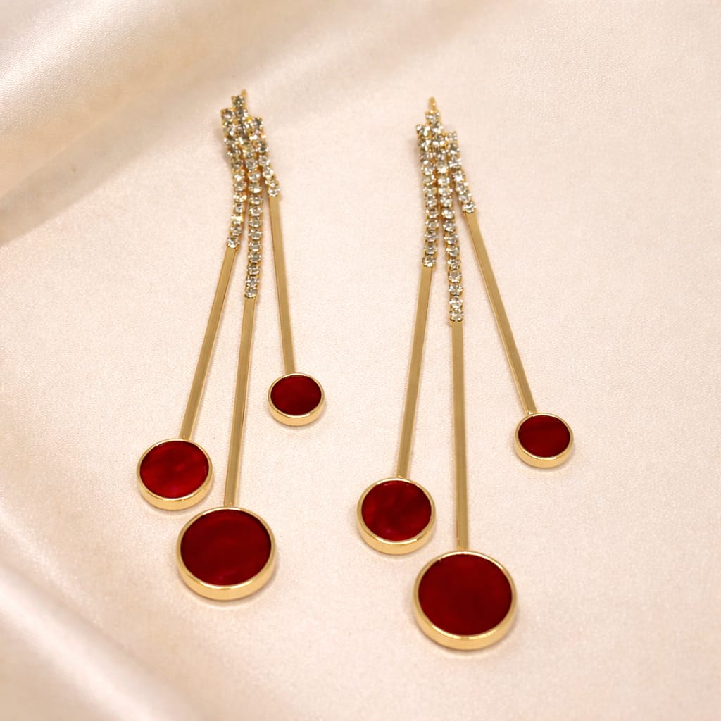 Red Stone Long Drop Earrings – Isha Elite