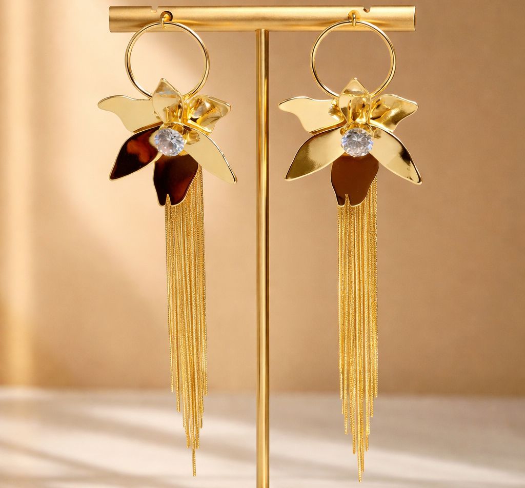 Floral Tassel Drop Earrings – Isha Elite