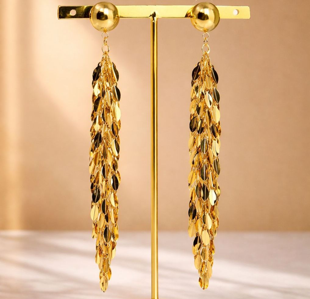 Gold Tassel Drop Earrings – Isha Elite