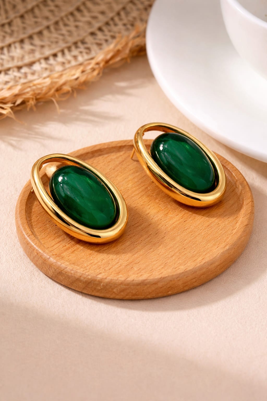 Emerald Stone Stud Earrings – Isha Elite