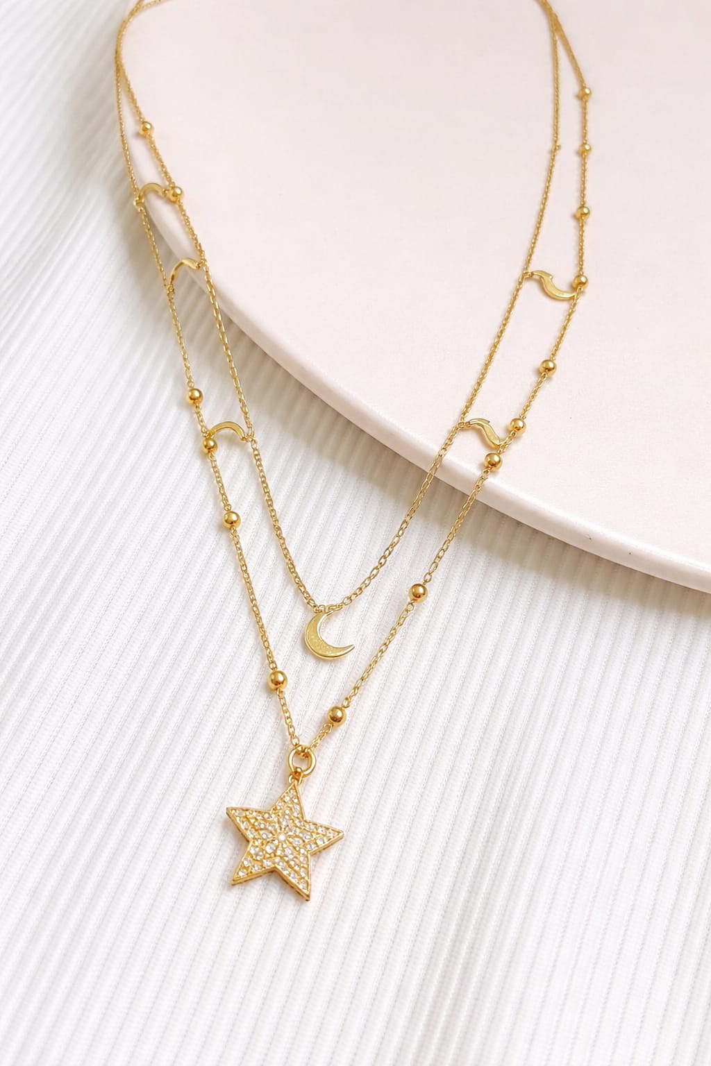 Celestial Star & Moon Layered Necklace