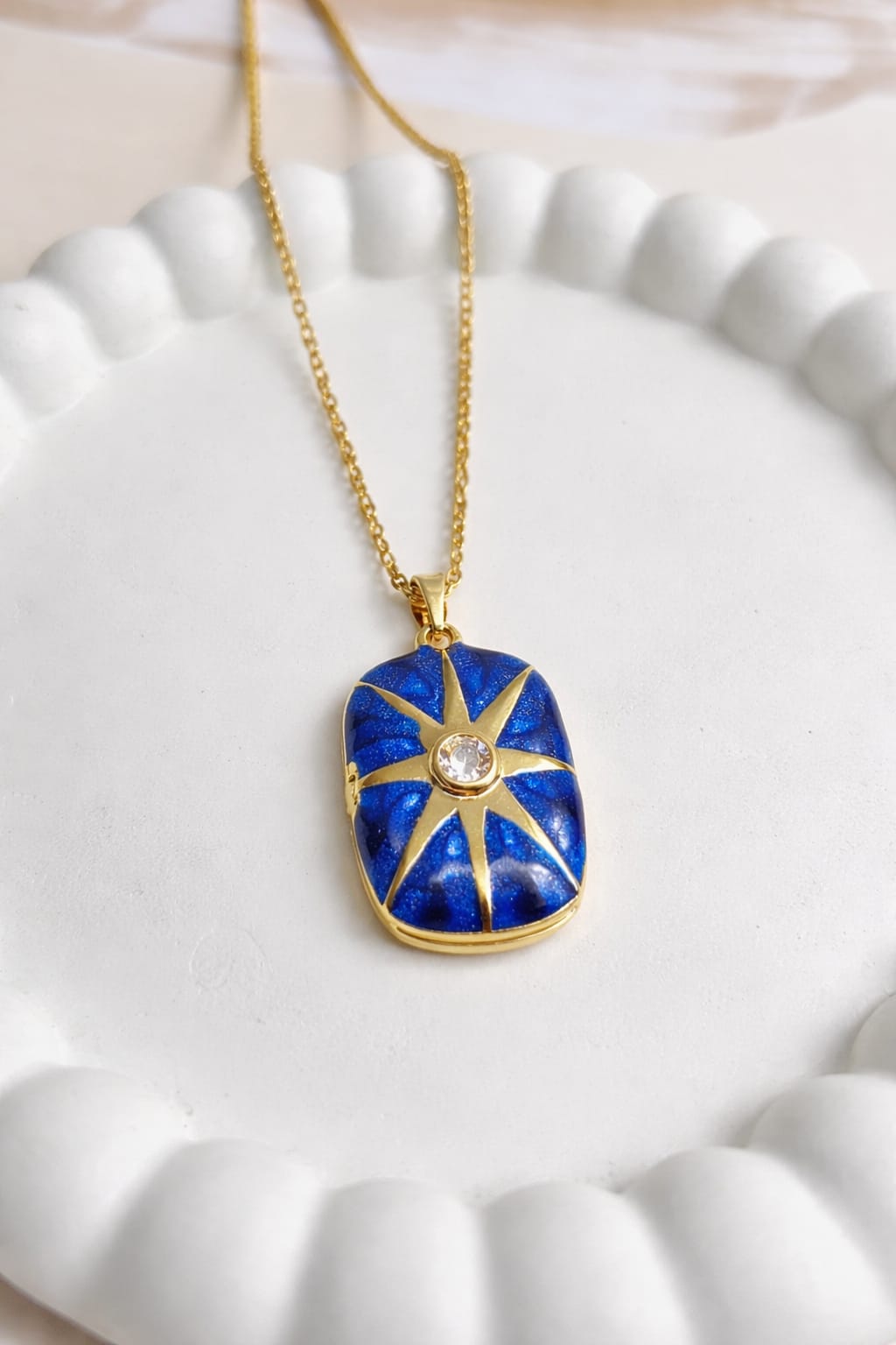 Celestial Blue Star Locket Necklace