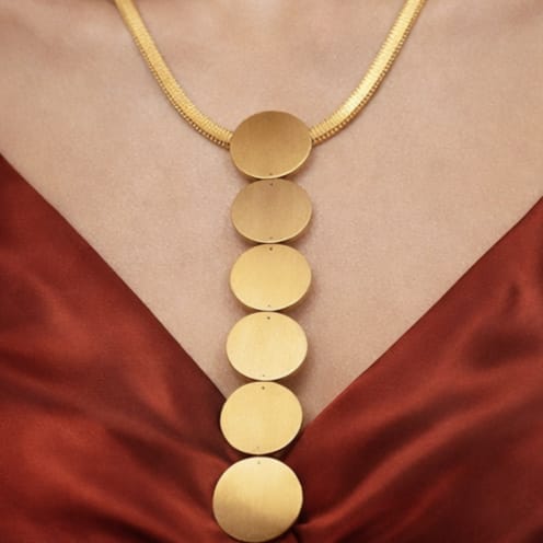 Golden Cascade Disc Pendant Necklace