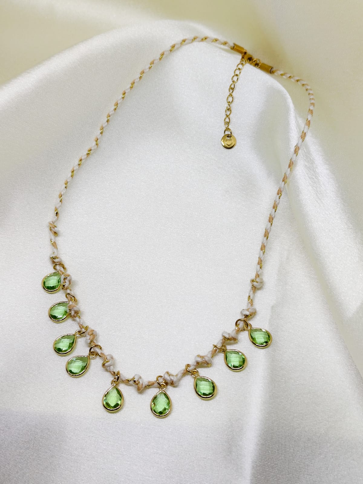 Emerald Drop Charm Necklace for Women | Green Crystal Gold Necklace | Isha Elite