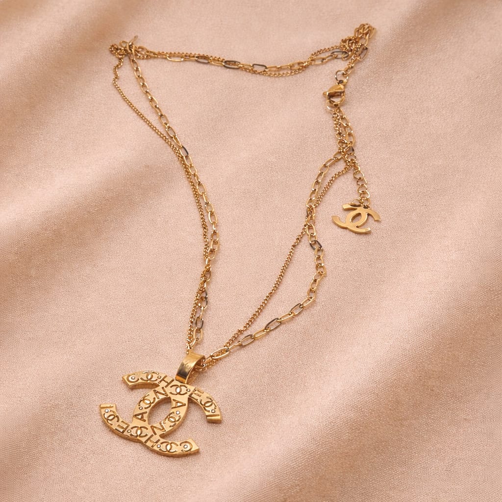 Luxury Double C Pendant Necklace for Women | Elegant Layered Gold Chain Necklace | Isha Elite